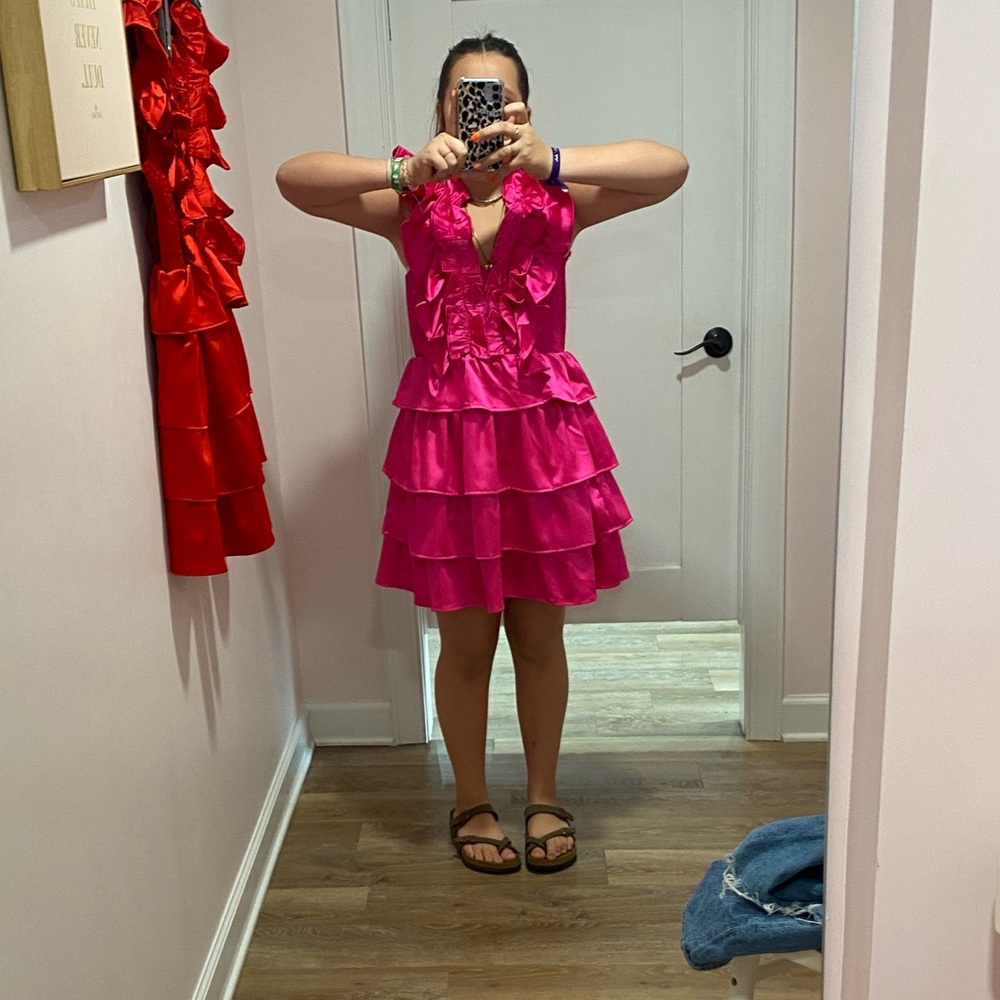 Vibrant Pink Ruffled Dress